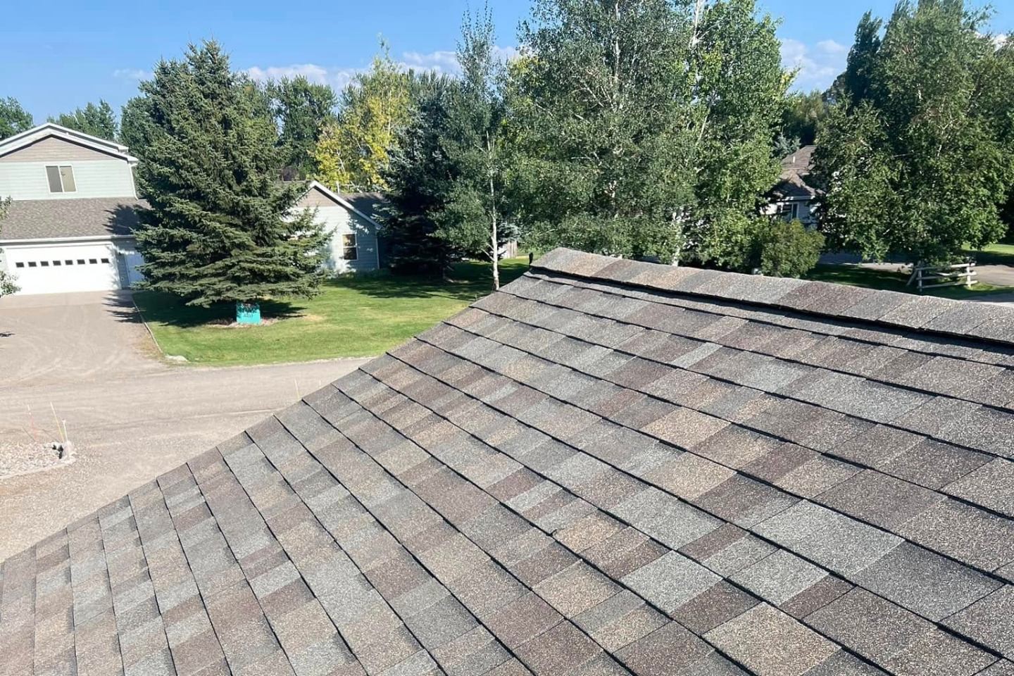 Architectural asphalt shingle roof on a Bozeman home